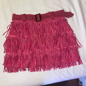 NWT Pink Metallic Fringe Skirt